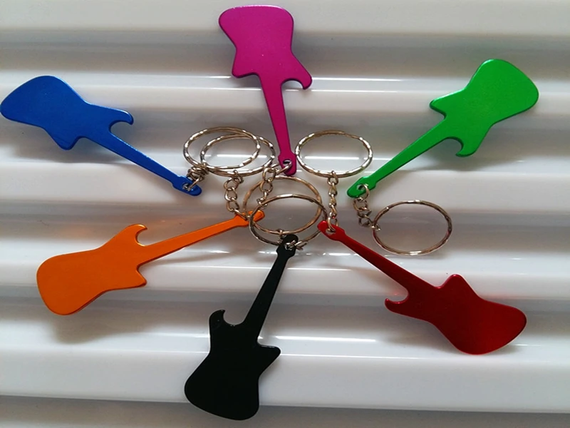 3000pcs/lot Fast shipping Guitar Shaped Bottle Opener Keychain Key Ring