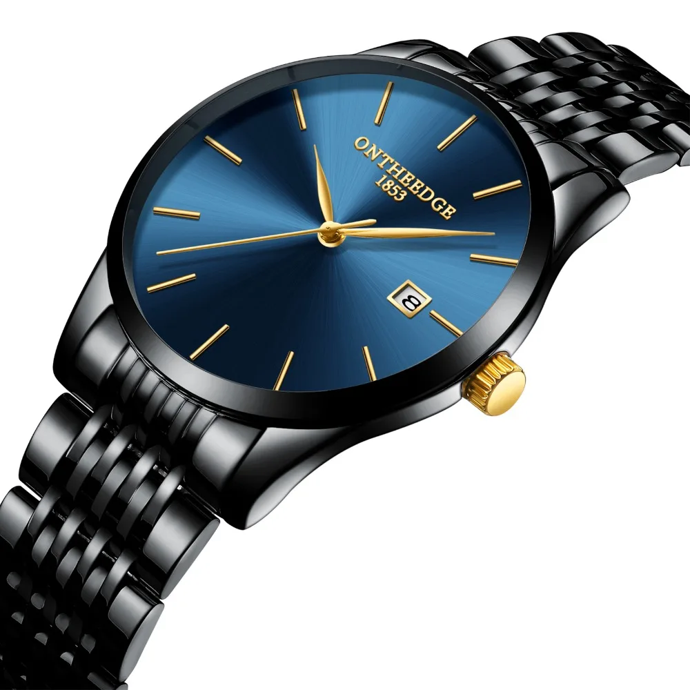 Mens Wristwatches luxury Brand black blue gold stainless steel man