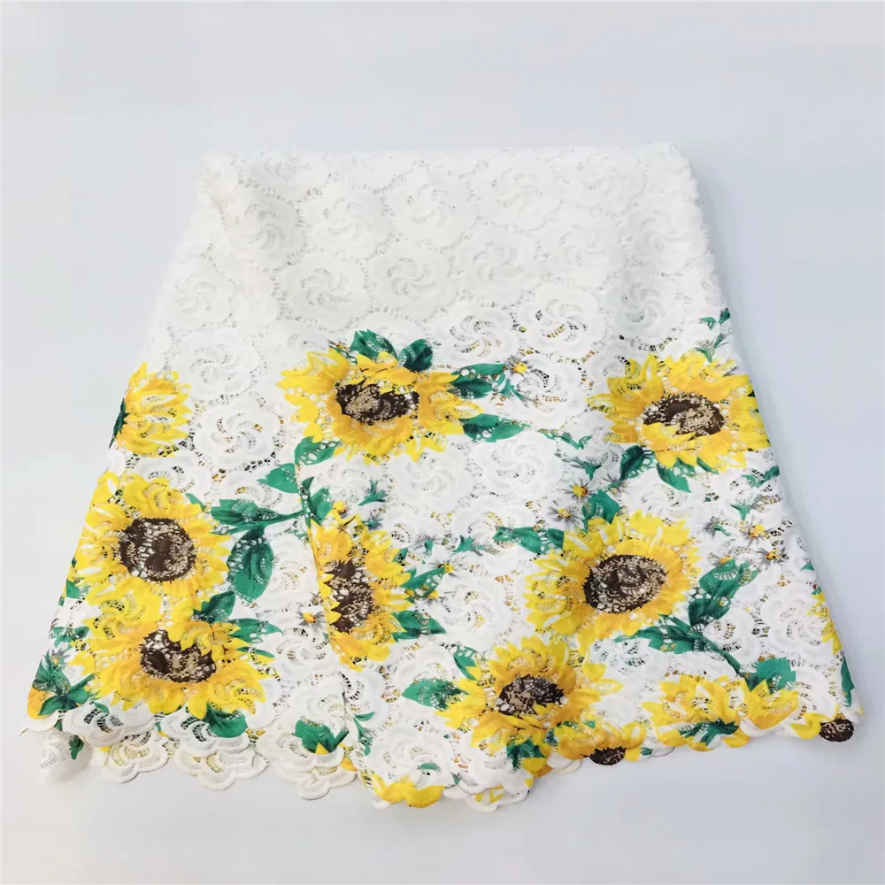 

Latest Sunflower African Print Design Guipure Cord Nigeria Lace Fabric X381-05