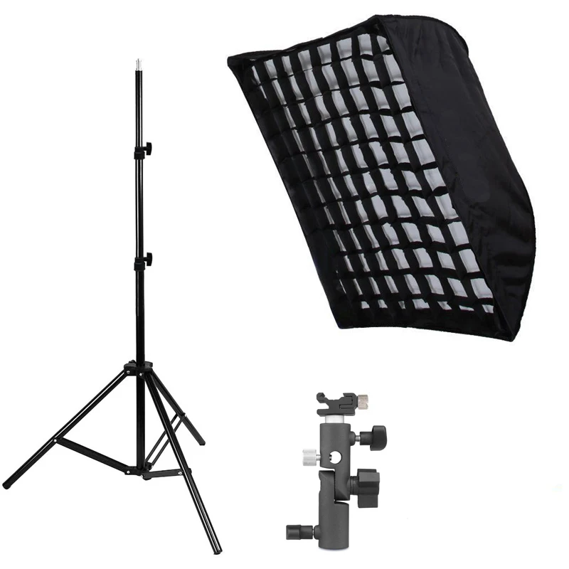 

CY Photography Studio Softbox kits 80*120CM/32"x48" Umbrella Softbox Diffuser Reflector+Gird+200CM Light Stand+Flash Shoe Holder