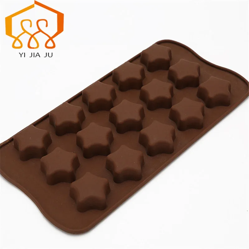 

Free Shipping Cake Tools Kitchen Bakeware Handmade DIY 15-Hole Five-Pointed Star Silicone Chocolate Mold Cake Decoration