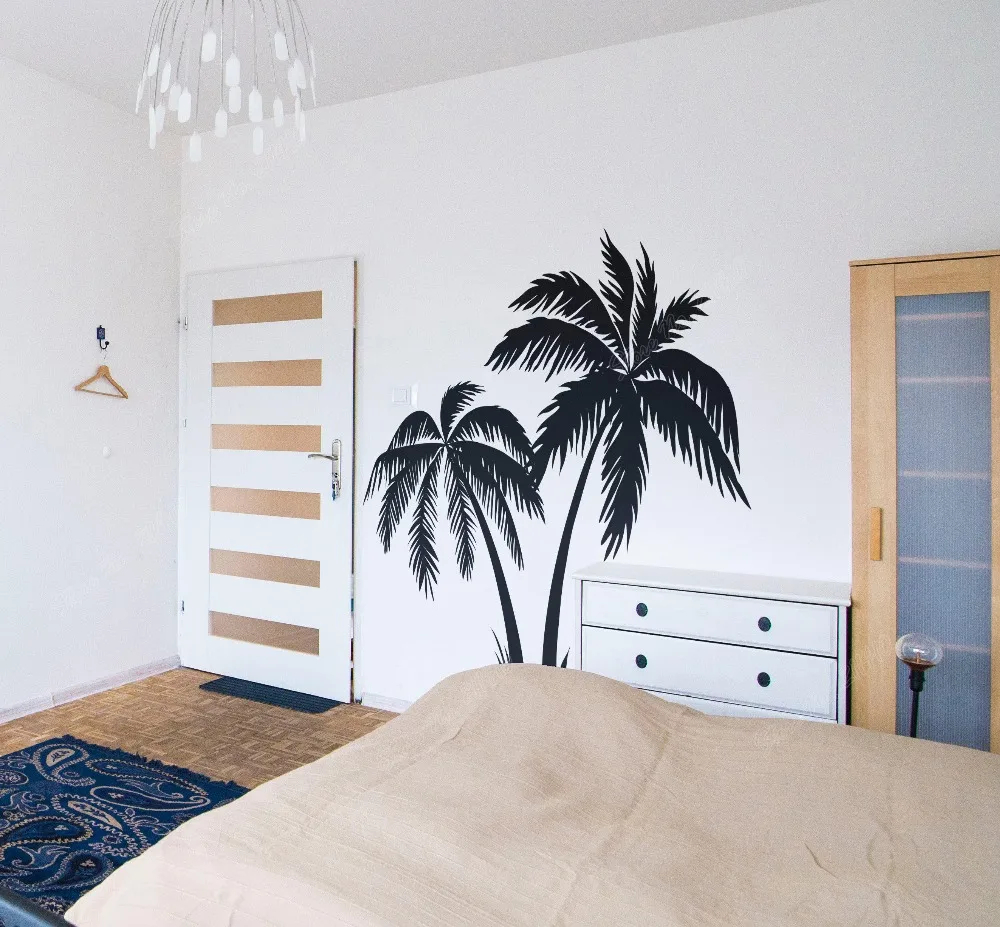 أشجار النخيل الظلية سيرفر تصفح موجة المحيط موجة المياه السباحة شاطئ الصيف الجدار ملصق للإزالة الفينيل الفن الجدار ملصق b231