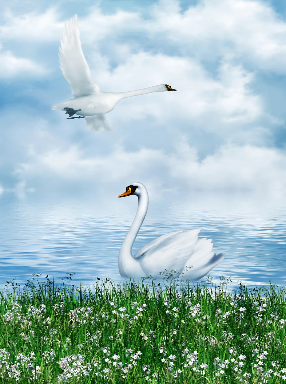 

5D DIY Flying Swans Diamond Painting Full Square Animals Swan in the Lake Embroidery Rhinestones Mosaic Home Decor