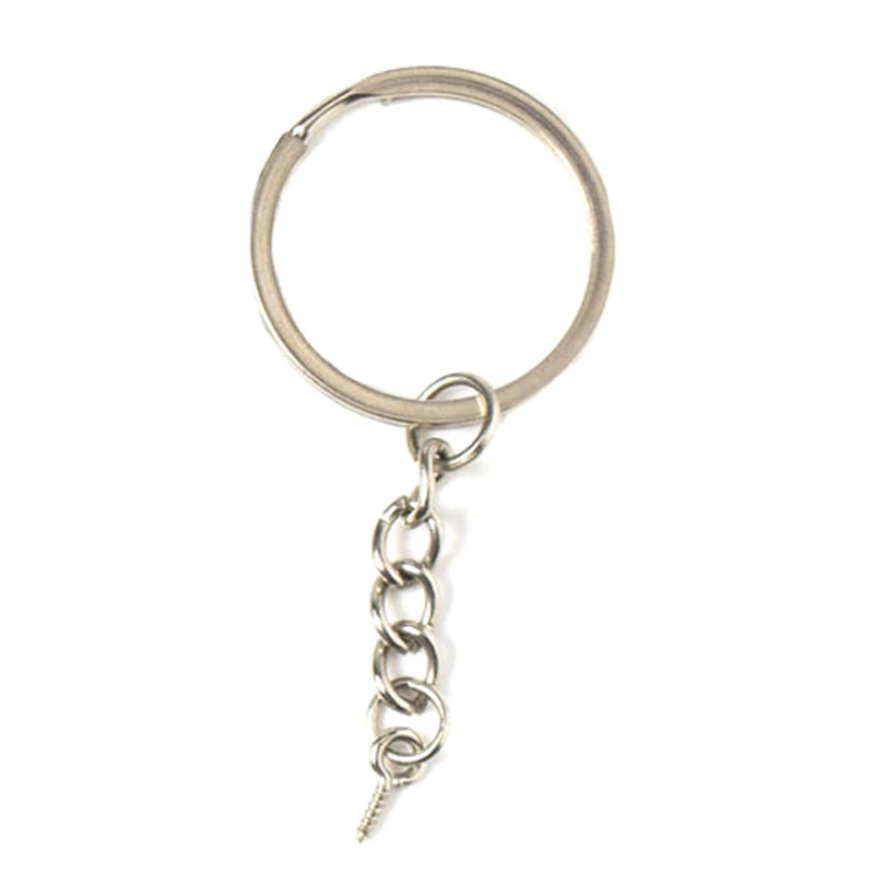 Screw Eye Pins Keychain Split Ring Key Chains Alloy Keychains Silver
