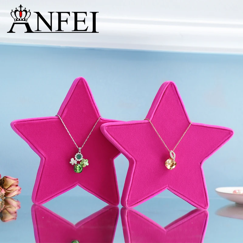 

ANFEI Creative Star Shape Necklace Pendant Display Stand Holder Fabric Jewelry Organizer for Decorative Display Expositor GA3814