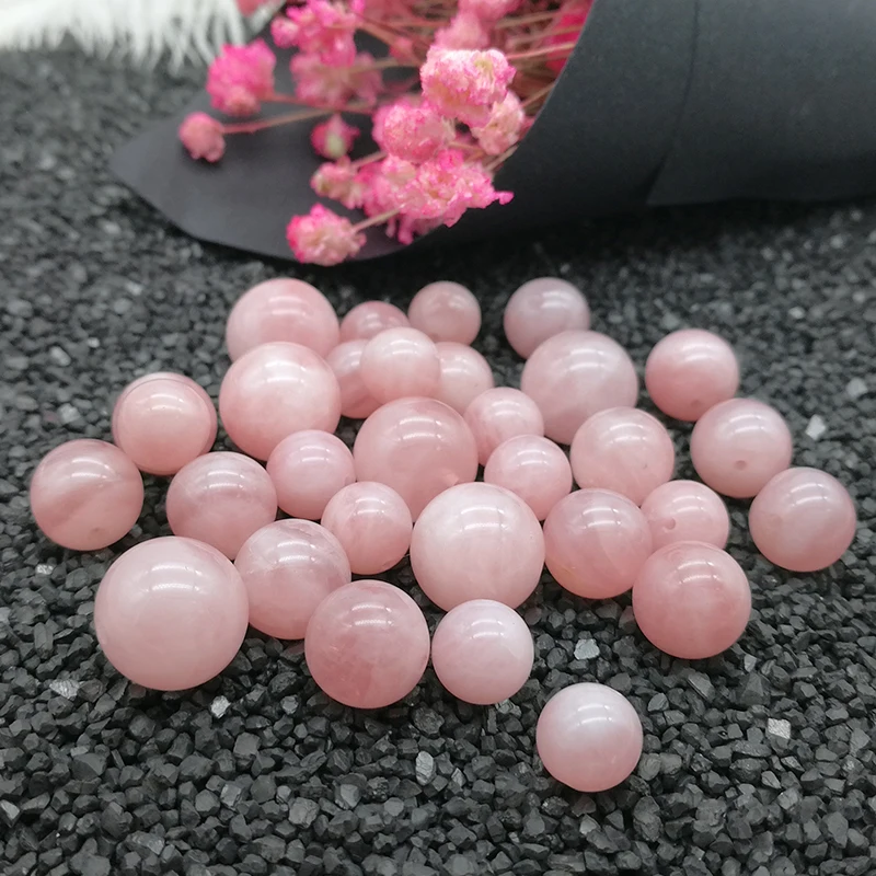 

Aladdin natural Pink crystal beads Malagasy material Round Shape Sweet romance Marriage stone Random stripe DIY jewelry Ring