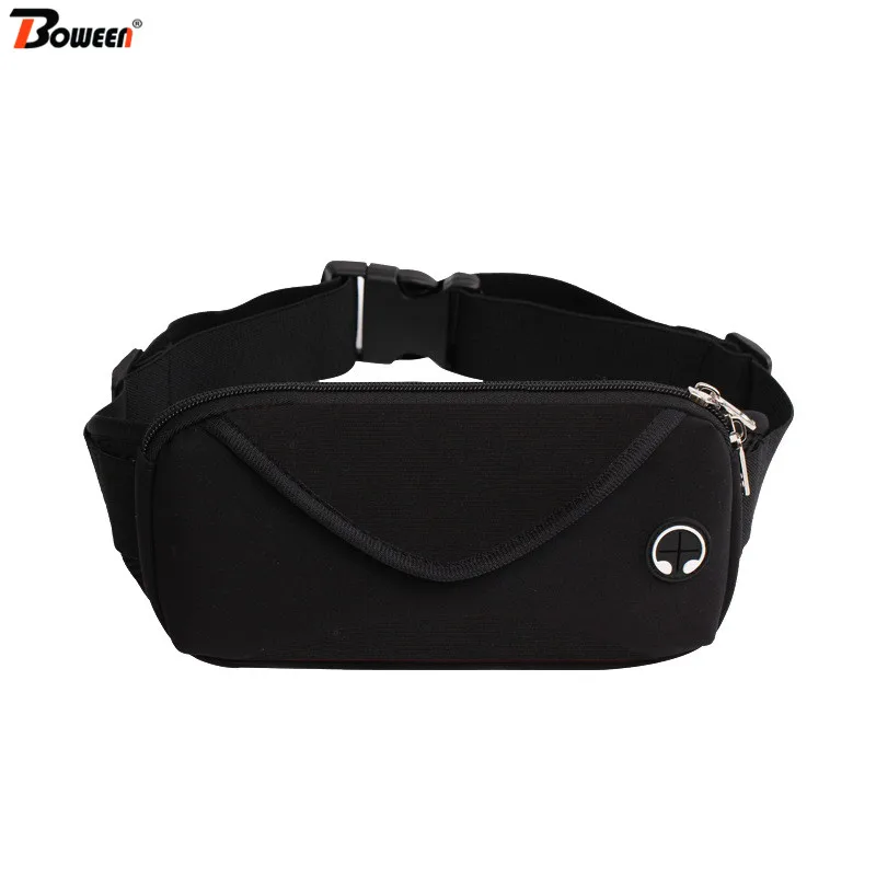 

unisex waist pack women waterproof fanny pack belt bum bag waist bag men Fashion Patchwork black phone Pouch Bags headphone jack