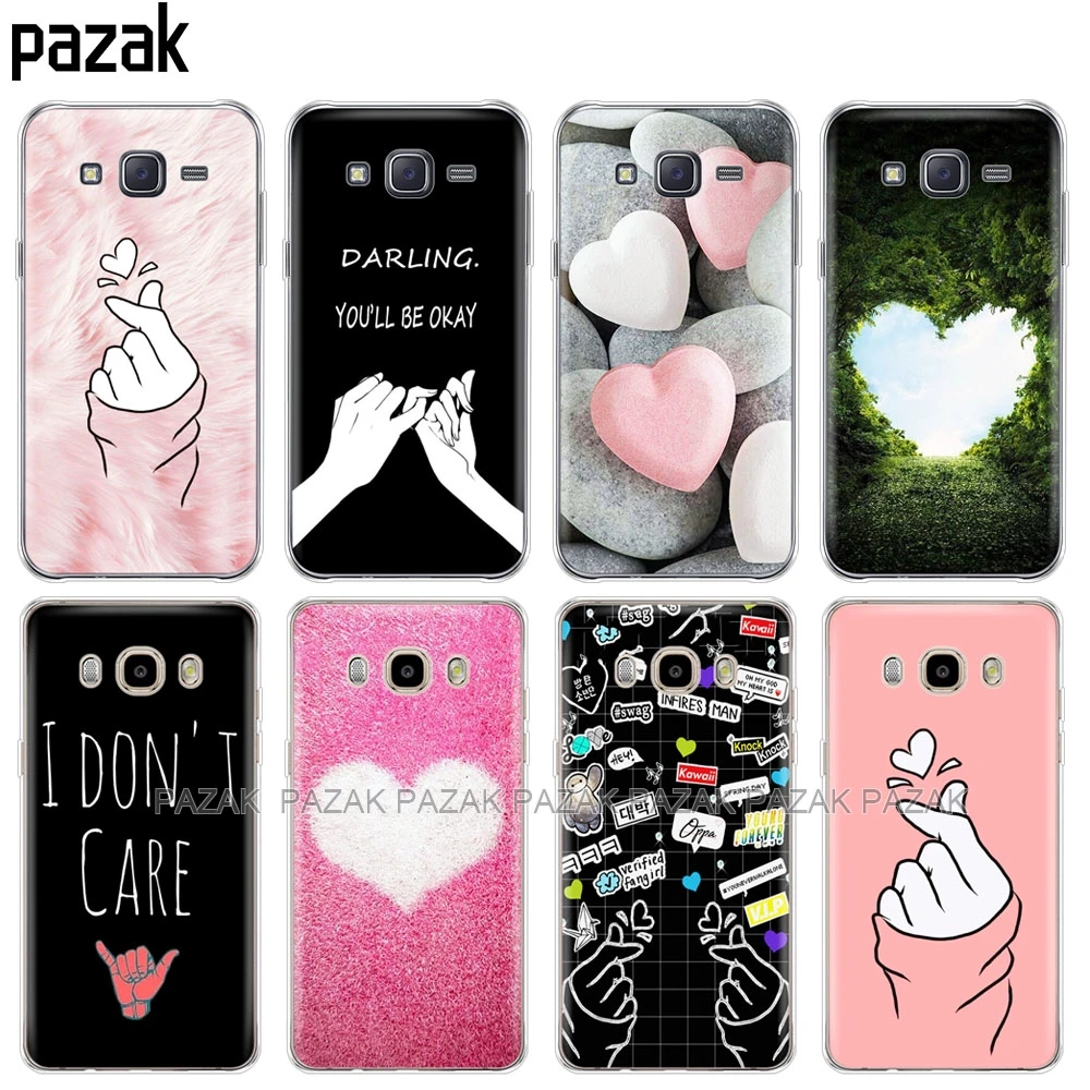 

silicone cover phone case for Samsung Galaxy J1 J2 J3 J5 J7 MINI 2016 2015 prime love on the finger heart