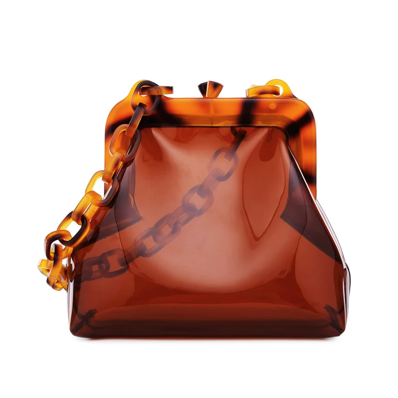 

Women's Luxury Transparency Bags Clear PVC Plastic Chains Bucket Bags 2019 Summer Fashion New Cute Mini Shoulder Handbags TBG227