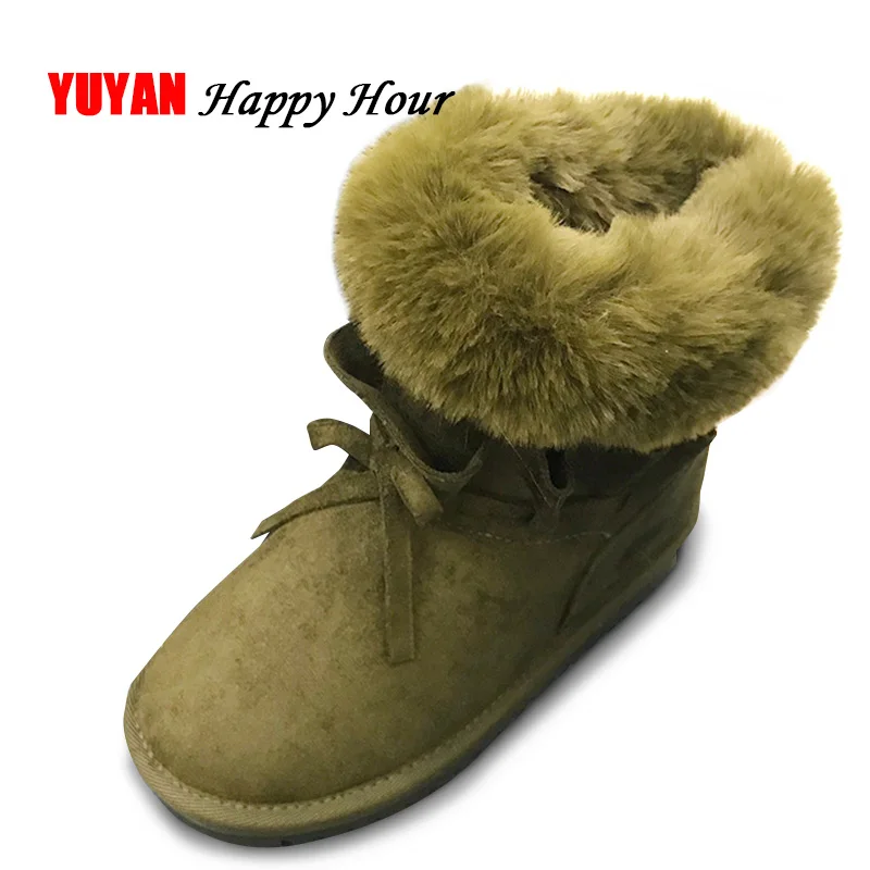 

Hand Made Fur Shoes Women Winter Snow Boots 2019 Warm Plush for Cold Winter Women's Boots Sweet Ladies Brand Botas A143