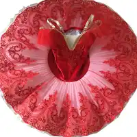 New Children Plattered Tutu Ballet Skirt Red Pettiskirt Swan Lake Show Dance Performance Costume