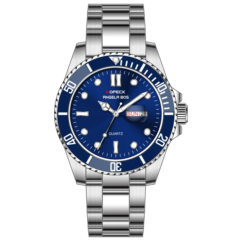 Мужские часы лучший бренд класса люкс водонепроницаемые кварцевые часы с календарем Мужские стальные спортивные наручные часы reloj hombre - Цвет: Синий