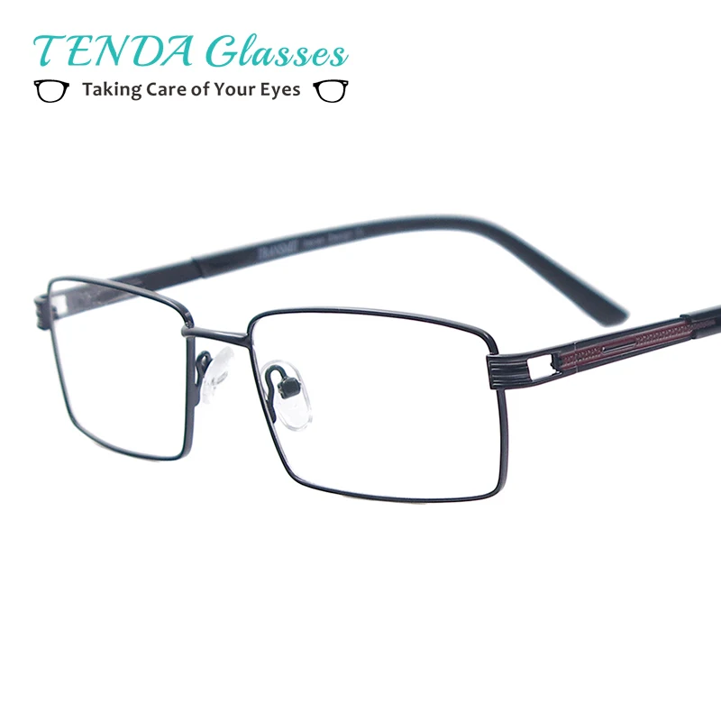 

Men Classic Eyeglasses Metal Rectangle Spectacles with Spring Hinge For Myopia Reading Prescription Multifocal Lenses