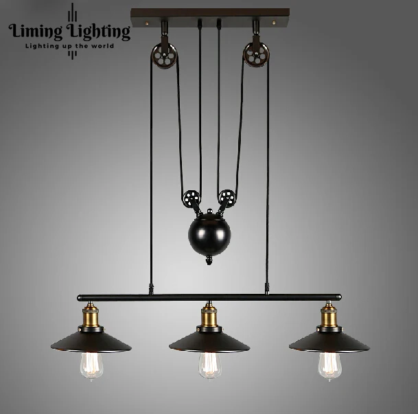 Rh Loft Vintage Iron Led American Country Pulley Pendant Rh Loft Vintage Iron Led American Country Pulley Pendant Lights Adjule Wire Lamp Retractable Lighting
