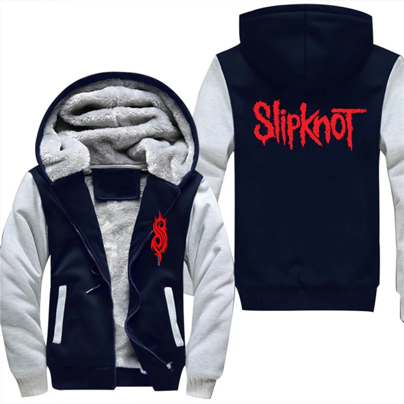 

Slipknot Casual Men's Warm Cotton Thick Plus Velvet Coat Hoodie Hooded Sweatshirt Jacket Parkas Casual Solid Streetwear