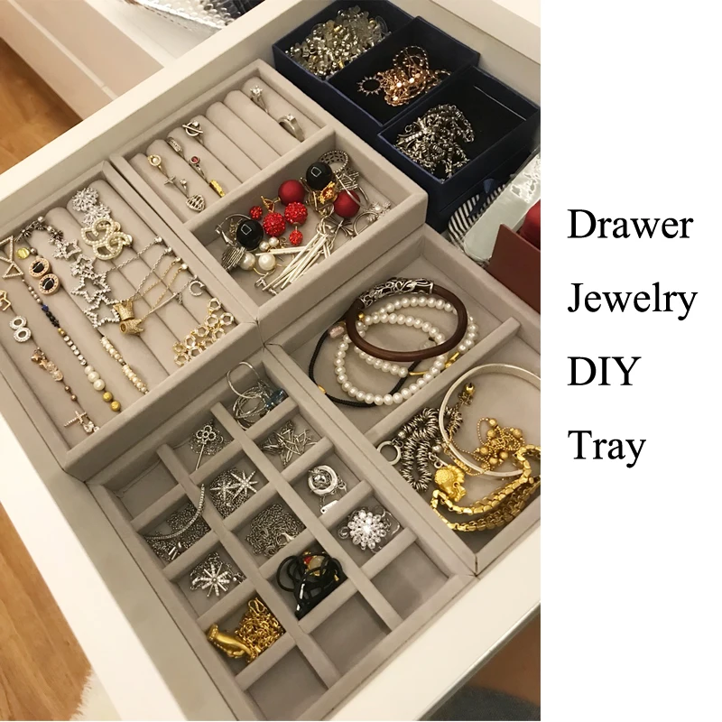 جديد درج DIY مجوهرات تخزين صينية حلقة سوار هدية مربع مجوهرات المنظم القرط حامل صغيرة حجم تناسب معظم غرفة الفضاء
