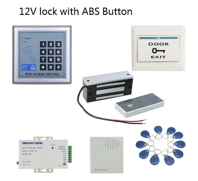 60 кг 12 в деревянные ворота двери Электрический магнитный замок клавиатуры RFID двери Система контроля доступа комплект с 10 бирками - Цвет: 1
