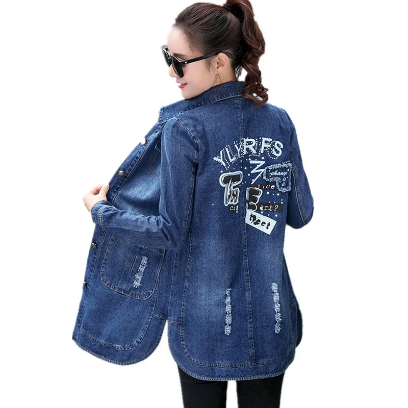 

2018 Spring Autumn Woman Vintage Slim Long Denim Trench Coats Jeans Plus Size Single Breasted Pocket Windbreaker Outwear C59