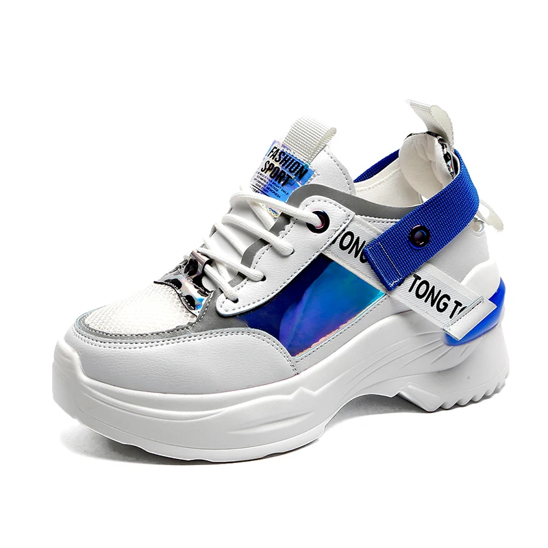 

Transparent thick-soled sequins hollow old shoes women 2019 summer net red shoes wild breathable sports shoes