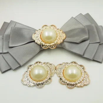 

37/30mm,15pcs pearl glue on uv plated rose gold no fade ribbon buckles acessories Ribbon Slider Headband Hair Clip DIY