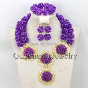 

Fabulous Women Costume African Jewelry Set Wedding Crystal Jewelry Set Chunky Beads Set Hot Free Shipping GS943