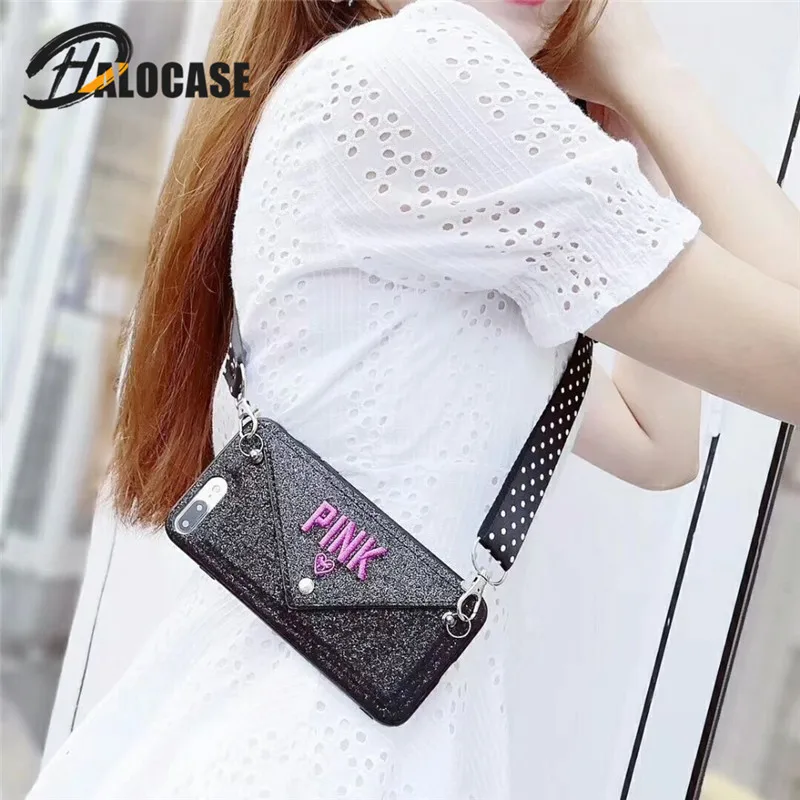 

Luxury Victoria PINK Glitter Leather Embroidered Lace Fashion Cute Phone Case For iPhone 11 Pro MAX XR XS MAX 7 8 6 6s Plus X
