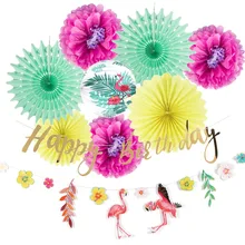 Tropical Theme Birthday Party Decorations Kids 8pcs Flamingo Decorations And Palm Leaf For Hawaiian Happy Birthday Supplies