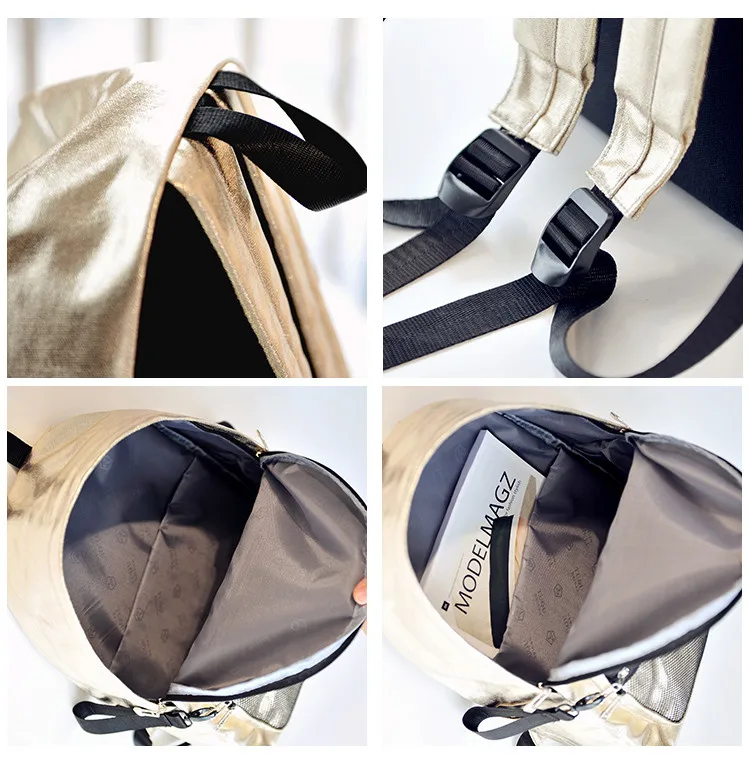 MJ Unisex Backpack Fashion Metallic Female Backpacks Casual Daypack Large Travel Bag Big Holographic Backpack Cool School Bags (8)
