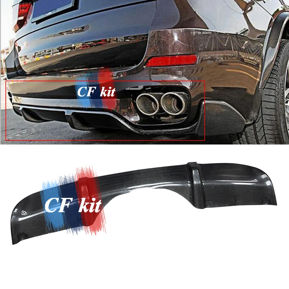 

CF Kit Real Carbon Fiber Rear Bumper Diffuser With Splitter Apron For BMW F15 X5 M-Tech M-Sport Bumper Only 2014 UP Car Styling