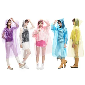 

5PCS/Lot Disposable Poncho Waterproof Rain Coat Hood Emergency Life Vest Cloak Transparent Outdoor Camping Hiking Accessories