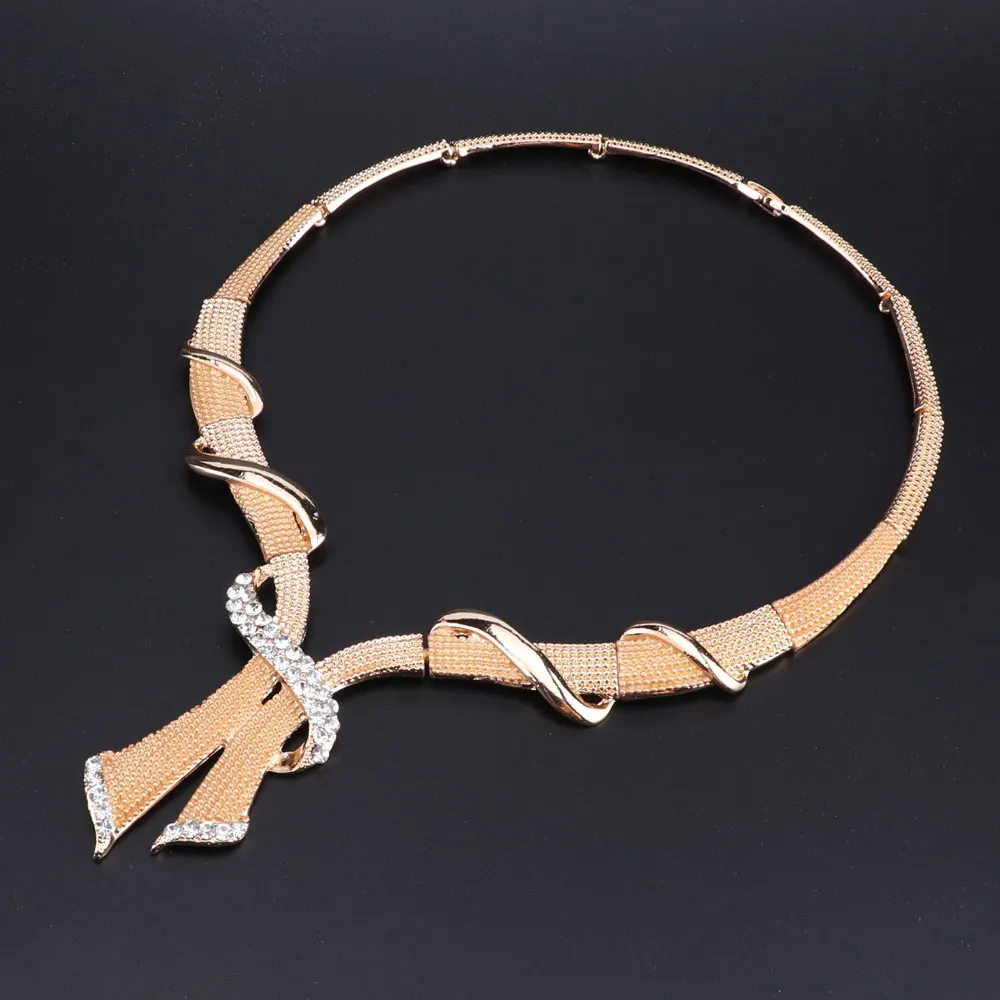 Модный Дубай Свадебный костюм комплект ювелирных изделий ожерелье браслет кольцо серьги 4 шт нигерийские вечерние украшения для женщин