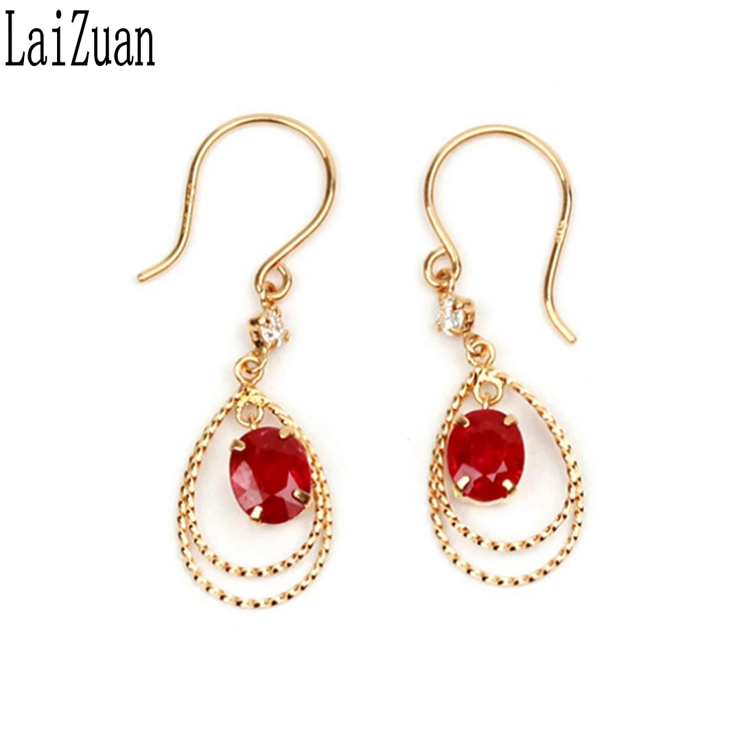 

LaiZuan, Настоящее 14 k, желтое золото, Овальный 0.66ct, натуральный рубин и бриллиант, серьги-капельки, женские свадебные трендовые элегантные ювелирные изделия для вечеринок