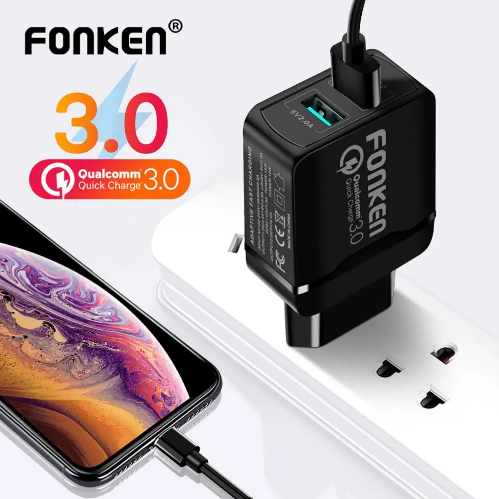 

Dual USB Charger Quick Charge 3.0 Phone Charger 28W 2 Port QC3.0 Portable Travel Wall Adapter for Android Mobile Tablet