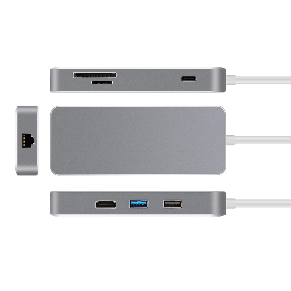 USB 3,0 7 в 1 Многофункциональный многопортовый адаптер type-C интерфейс высокоскоростной передачи данных/TF кардридер зарядка PD порт для ноутбука