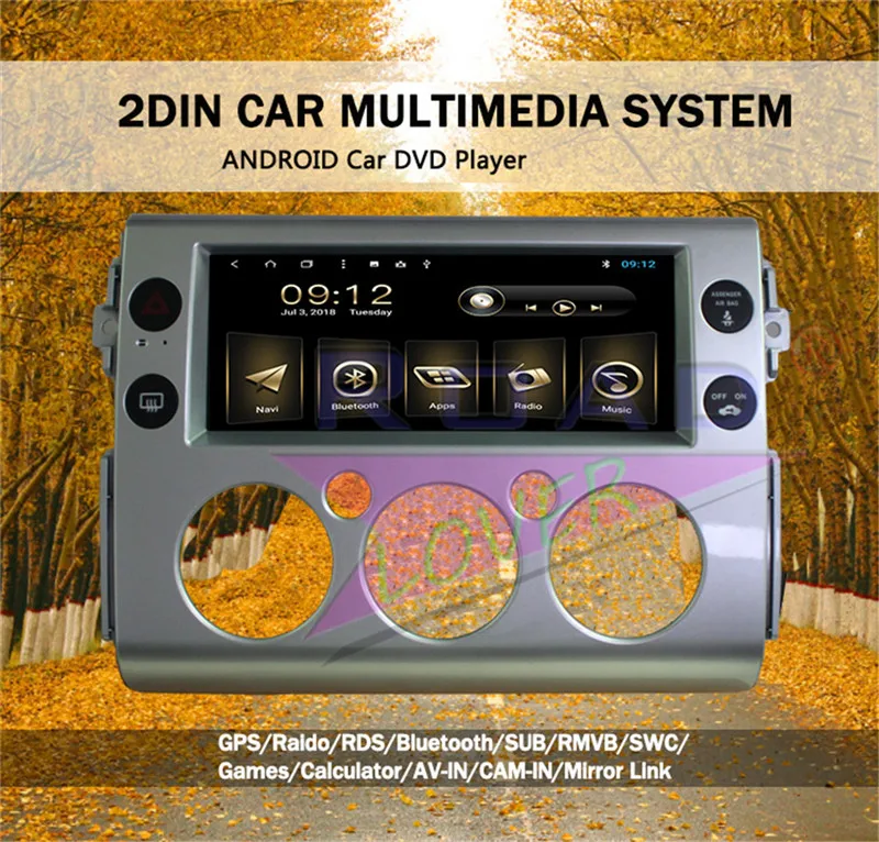 car multimedia player 2 din For Toyota FJ 2009