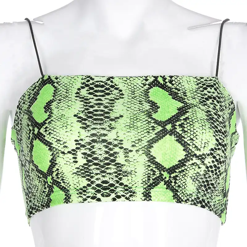 neon snakeskin crop top