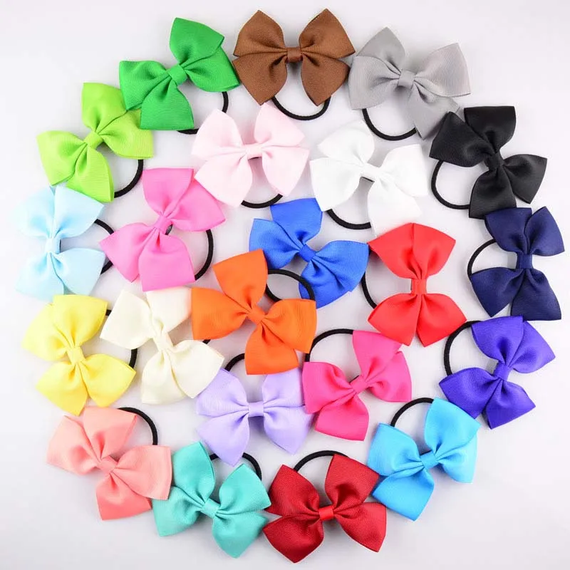 Buy 44Pcs 3.5" Grosgrain Ribbon Bow Black Elastic Rubber Hair Bands For Hair