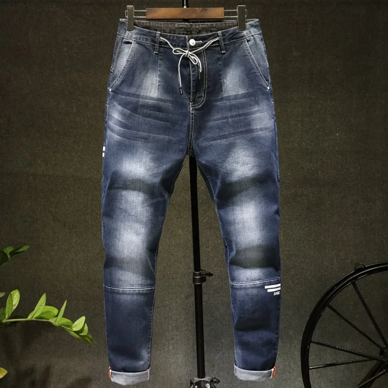 

Big Size 40 Men's Jeans 2019 Autumn Winter New Fashion Trend Camouflage Stitching Elastic Harlan Trousers Male Brand