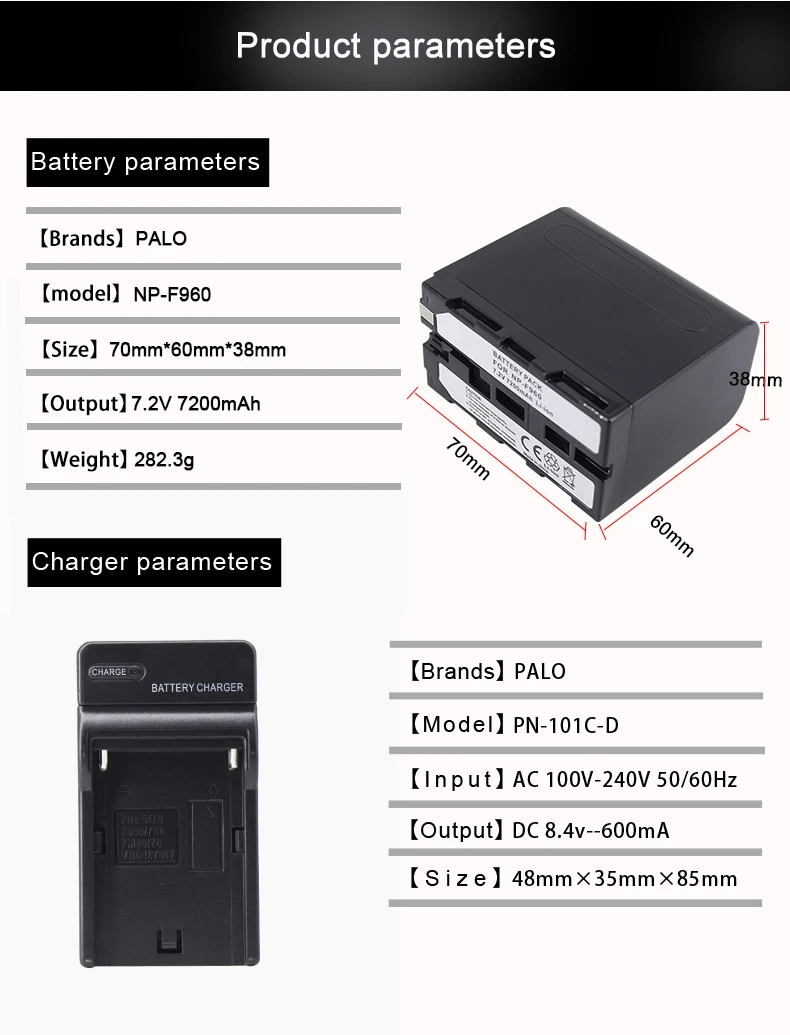 Высокая Ёмкость 2 шт. 7200 мА/ч, NP-F970 NP-F960 NP F970 NP F960 цифровой Камера Батарея+ Зарядное устройство для sony NP-F960 NP-F970 Батарея