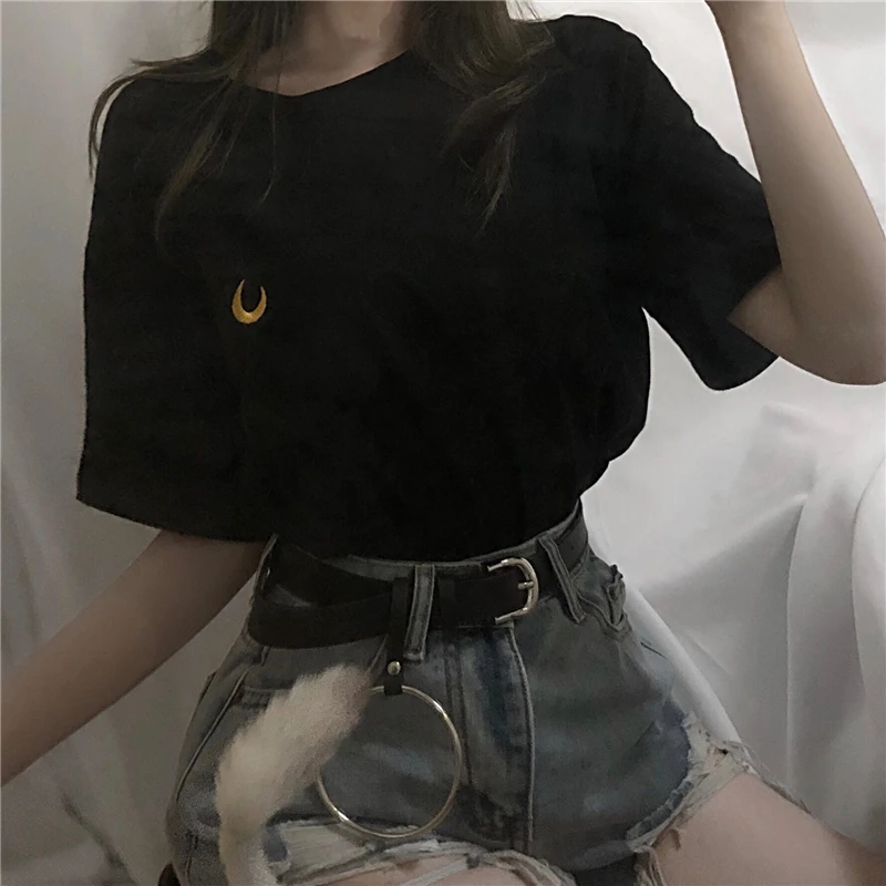 

Women Harajuku T shirt Summer Short Sleeve Embroidery Tops Tee Female Fashion Preppy Tshirt Ulzzang T-shirt