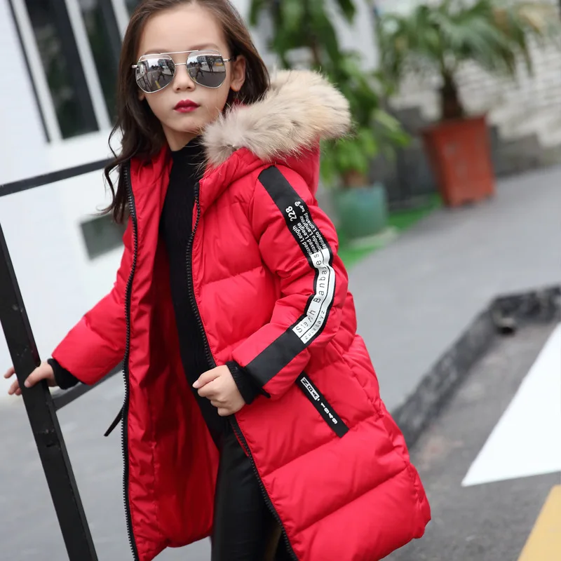 

Girls Winter Coats Children's Clothes Long Winter Jackets with Hood Kids Cotton Padded Parka Coat Teenager Girl Warm Outerwear