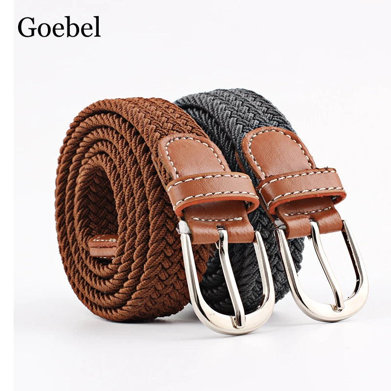 

Hot Elastic Unisex Belt Knitted Canvas Decoration Belt Female Pin Buckle Canvas Strap Women Man Belt