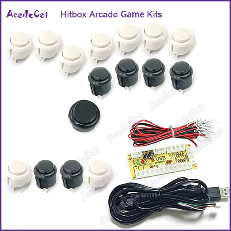 

2019 new arrival Hitbox Zero Delay DIY PC/Raspberry Pi arcade game kits for Mame Fighting Games all push button set with wire