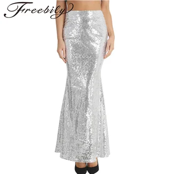 

Summer Fashion Womens Fashion Long Maxi Skirt Shiny Sequin Mermaid Skirts Slim Fit Evening Party Long Skirt or Casual Daily Wear