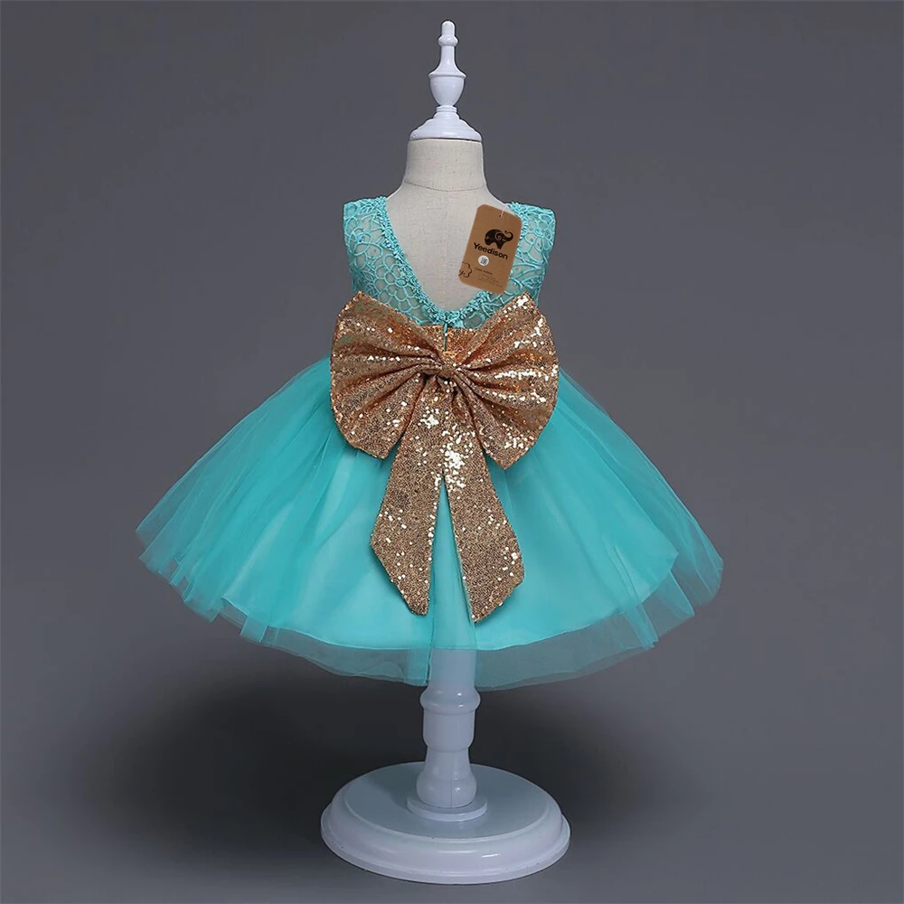 Yeedison Big Bow Baby Girls Dress 2018 Cute Children Costumes Sequined Kids Wedding Party Dresses For Girls Lace Princess Dress (3)