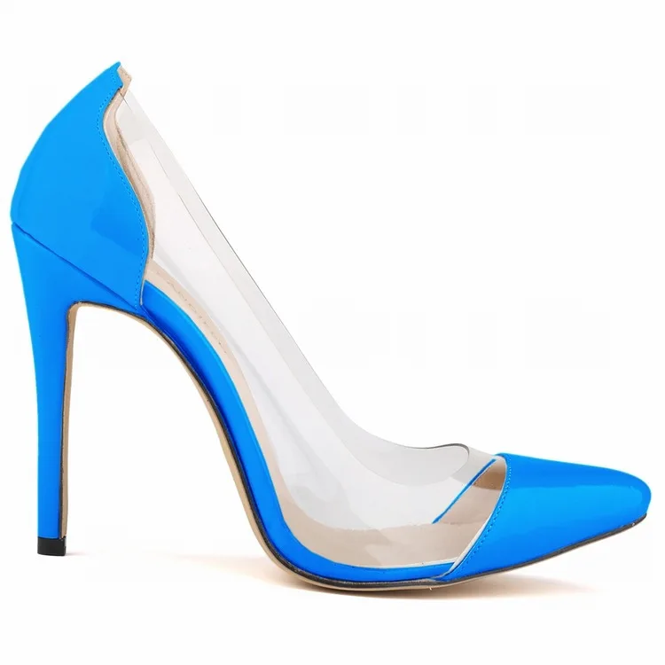 Loslandifen/модные женские туфли-лодочки с острым носком туфли принцессы на высоком каблуке женские вечерние туфли из искусственной кожи в стиле пэчворк для свадьбы - Цвет: Синий