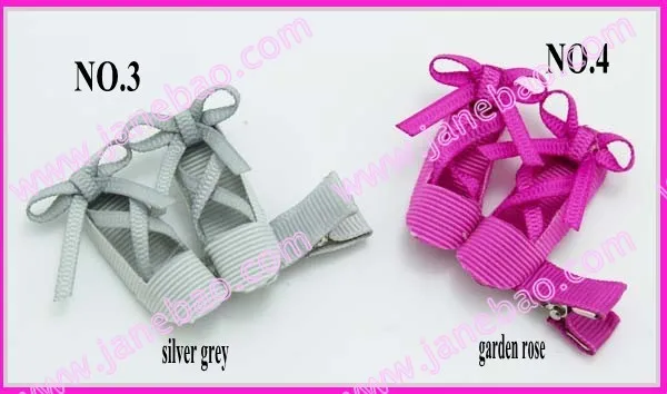free shippng 10pcs Ribbon Ballet Slippers ballerina hair bows Dancing shoe hair clips