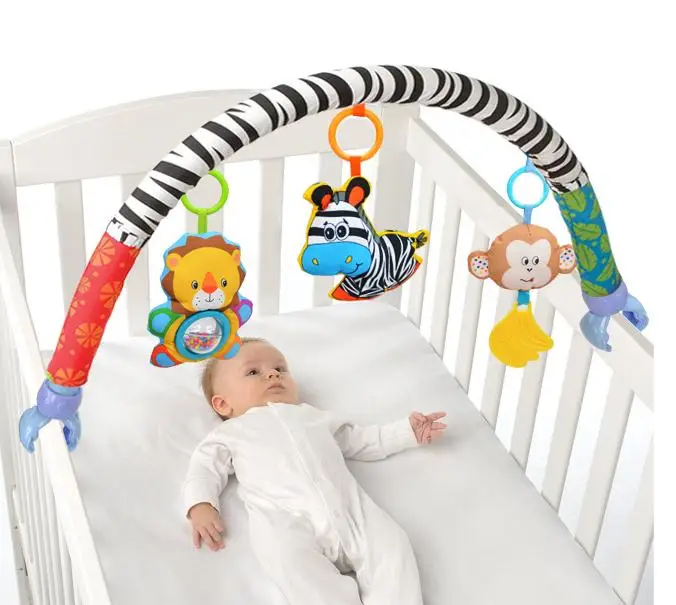 Sozzy Младенческая коляска игрушки 0-12 месяцев для детей милая новорожденная подвесная погремушка для малышей мобильное кольцо кровать колокольчик мягкая кровать музыкальная игрушка - Цвет: Черный