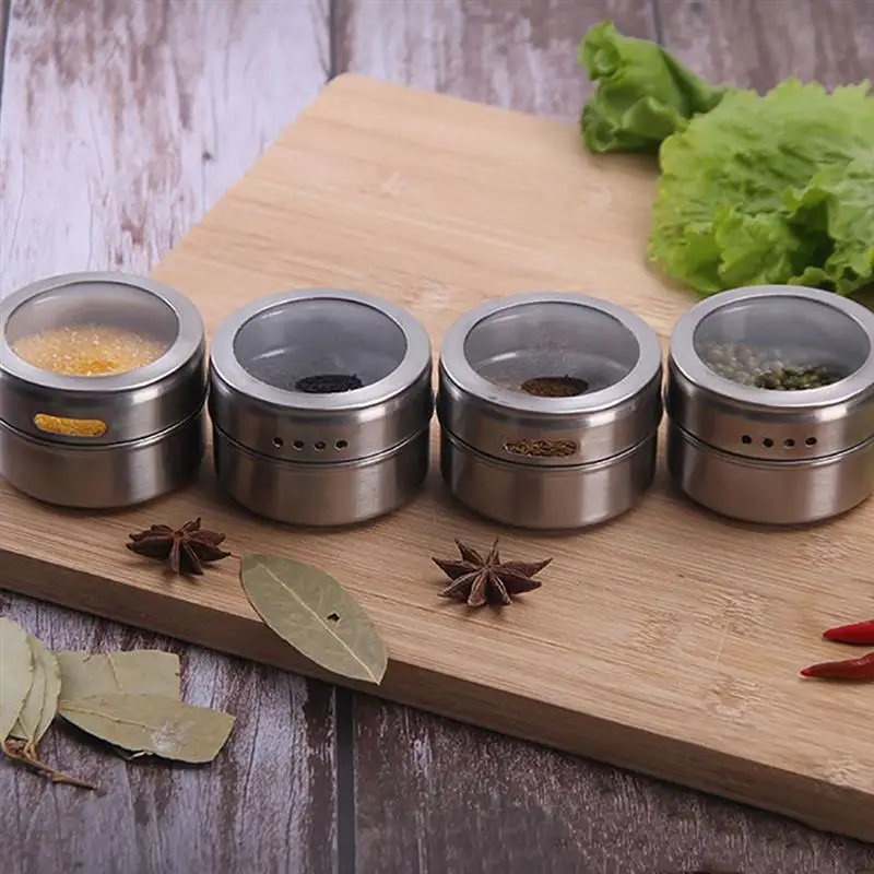

Clear Lid Magnetic Spice Tin Jar Stainless Steel Spice Sauce Storage Container Jars Kitchen Condiment Holde Hot Sale 1pcs