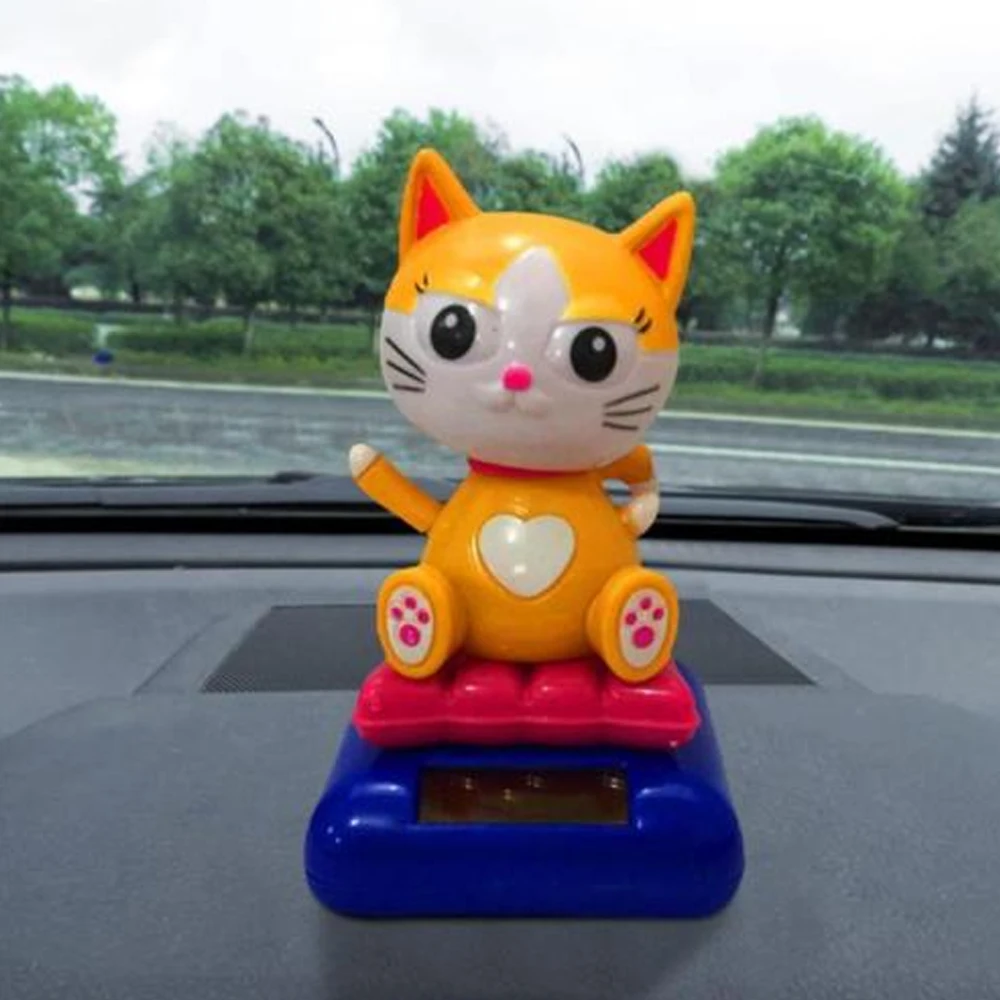2Pcs Solar Powered Dancing Cat Figurines, Window Statue Decor